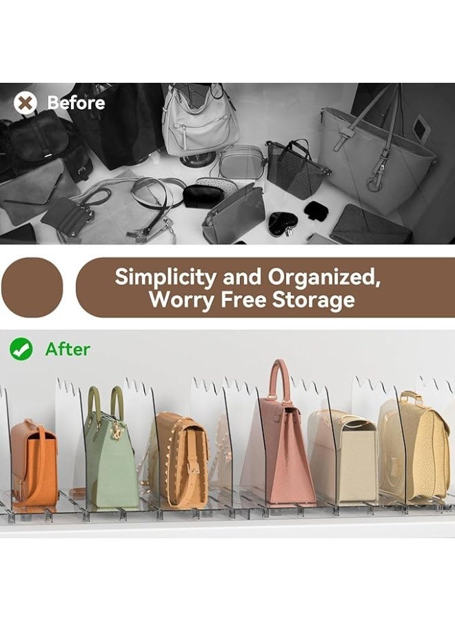 DUNISO Purse Organizer for Closet,Adjustable Shelf Dividers,Acrylic Transparent Purse Storage Organizer,Adjustable Spacing,Durable, Sturdy, and Slip Resistant,for Handbag, Clutch,Tote, Book in Bedroom, Office - Image 4